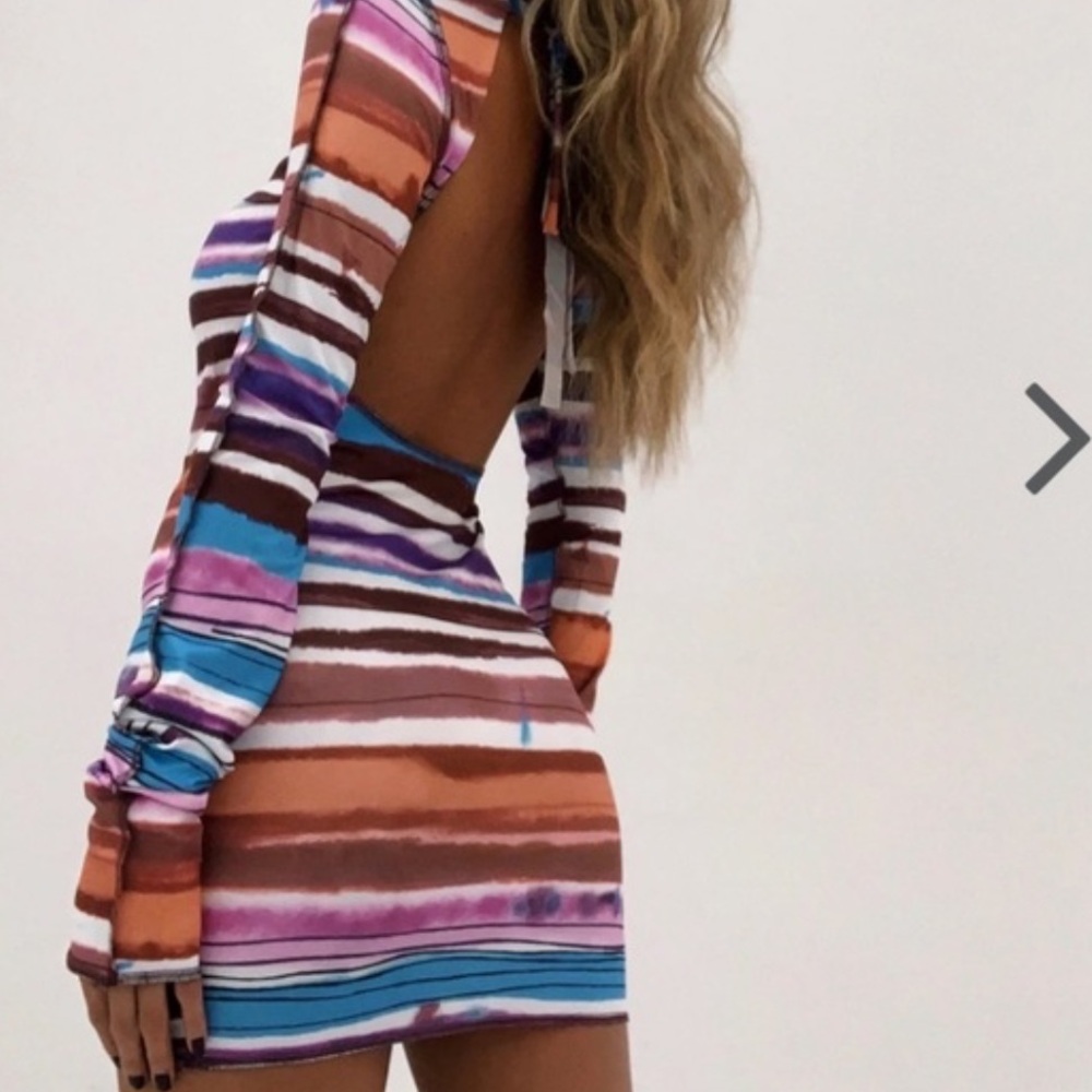 Striped Open-Back Dress